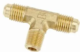 While Supplies Last Mueller Industries T1-4B Brass Flare Tee - 14 in. Flare x 14 in. Flare x 14 in. MPT On Branch - 0.103 Lbs