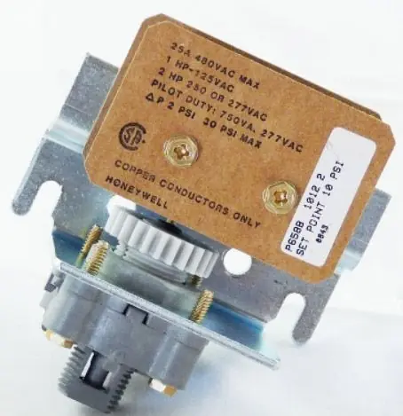 Honeywell P658E1001 Panel Mounted Pneumatic/Electric Switch 2-17 Psi Adjustable Trending