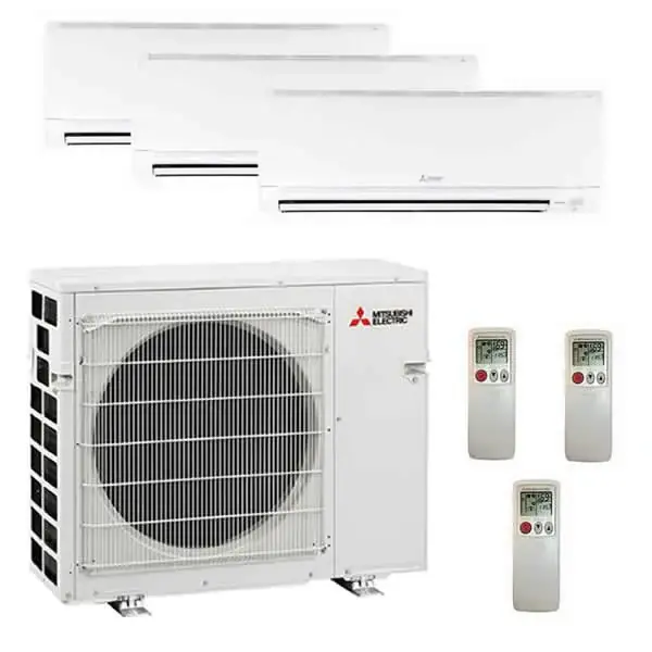 Mitsubishi Electric 3 Zone Wall Mounted Ductless Mini-Split Heat Pump System 36,000 BTU 19.2 SEER (6K+9K+18K) Flash Sale