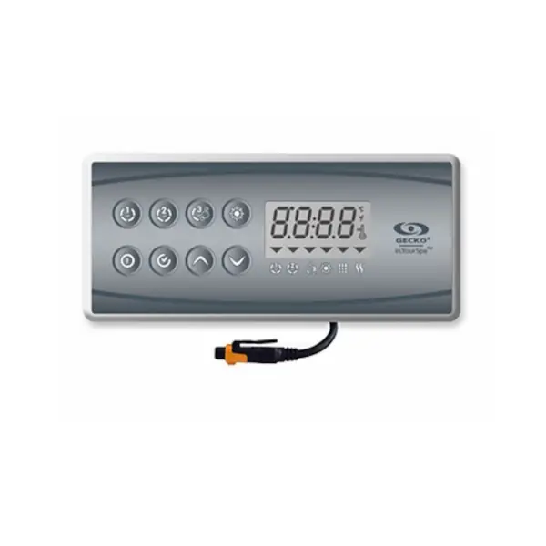 Spaside Control, Gecko IN.K8-3OP, BDLK3OP Spaside with Overlay, 8 Button, top Jet1, Jet2, Jet3/Blower : 0607-007067 Hassle-Free Returns