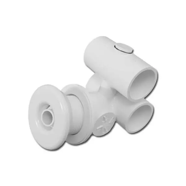 Jet Assembly, HydroAir Slimline, Tee Body, 1"S Water x 1"S Air, 2-1/4"L Wall Fitting, White : 10-5470 Place Order