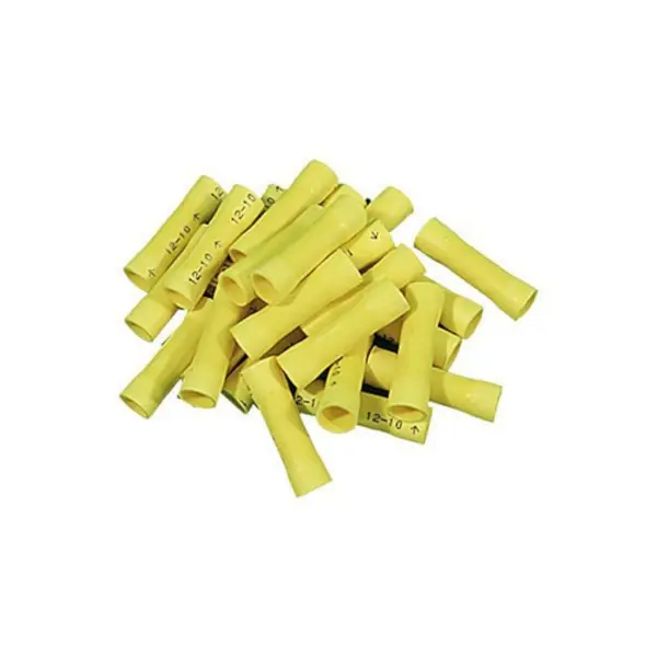 Wire Terminals, Butt Splice, 12-10 Gauge, Yellow, 25 Pack : 1250 Best Price